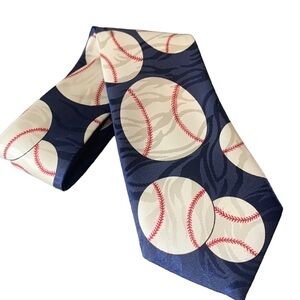 Navy Silk Baseball Tie